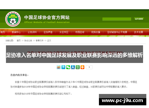 足协准入名单对中国足球发展及职业联赛影响深远的多维解析